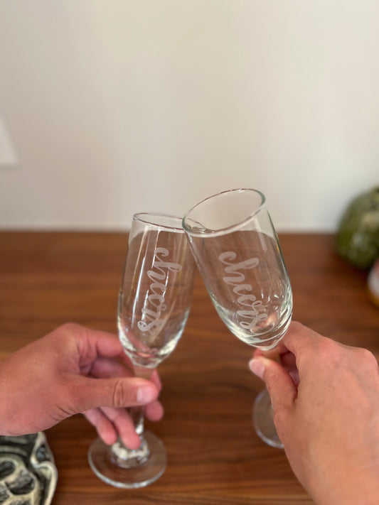 Cheers Champagne Flutes - Set of 2